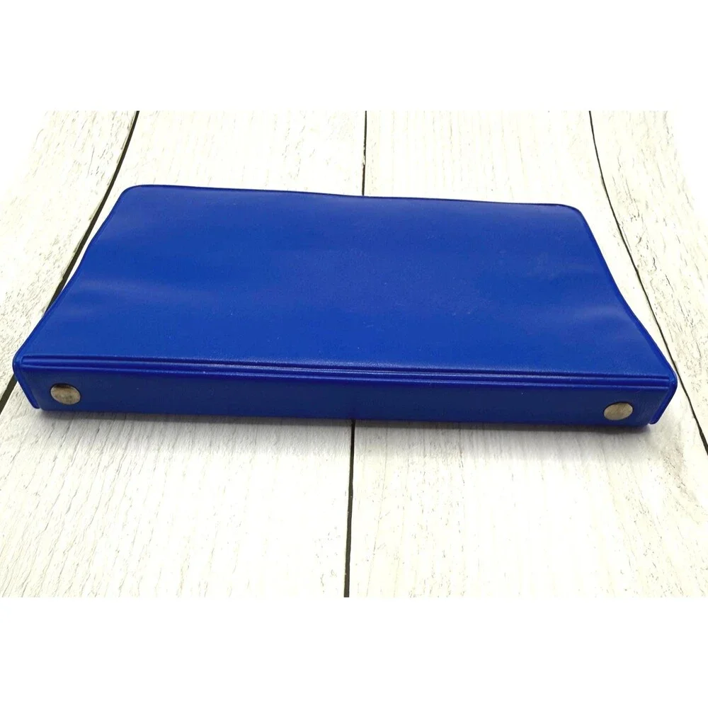 Vintage‎ 1980s Blue Vinyl Mini Binder Retro Office Supply Organizer Planner